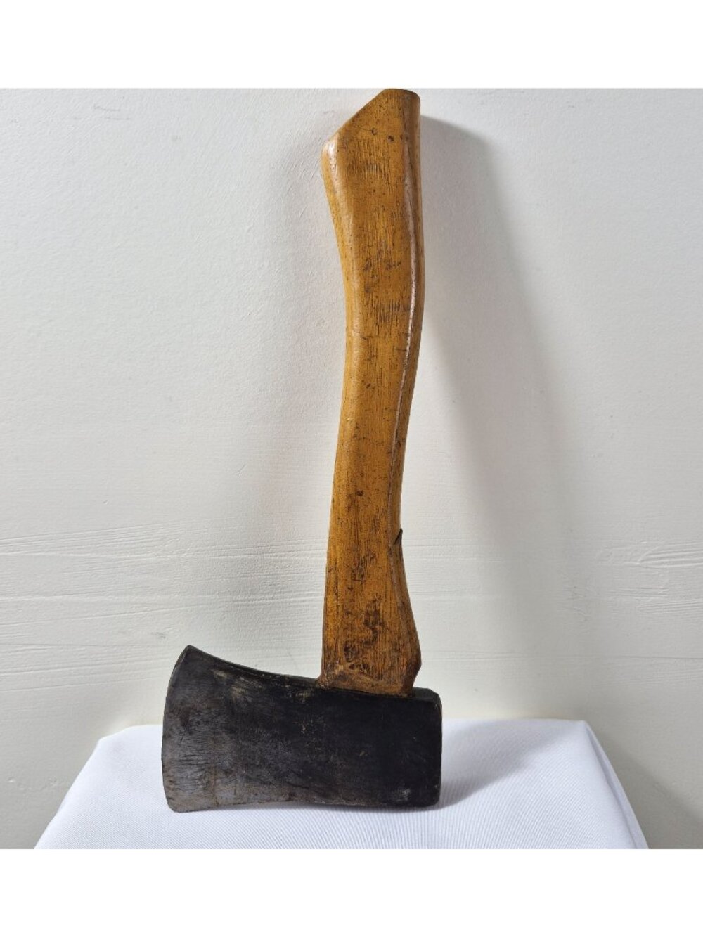 Vintage Wood Handle Boys Hand Axe Hatchet With Weathered Steel Blade M Mark